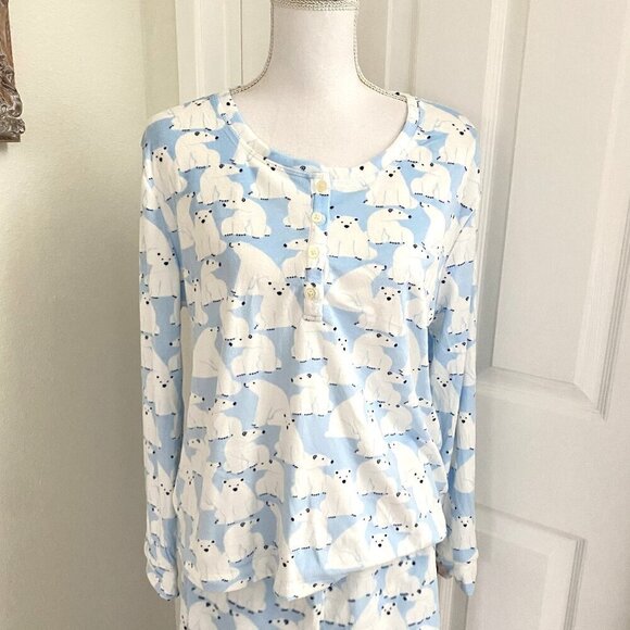 Target Polar Bear Soft Holiday Matching Family Pajama Set Wondershop™ Blue Med - Picture 4 of 11